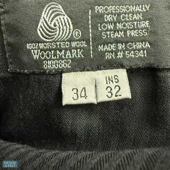 Louis Raphael Luxe Wool Pleated Dress Pants Hidden Waistband Black Classic 34x32 - Picture 11 of 12